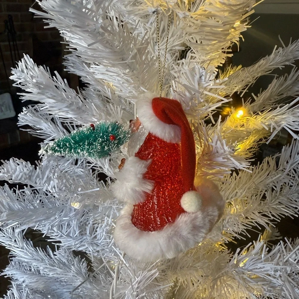 Vintage 1980’s Festive Santa Claus Light Up Ornament with Tree